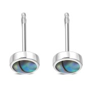 Abalone Round Silver Earrings - e365